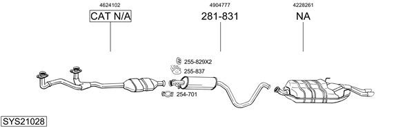 Sistema de gases de escape Saab 900 II Convertible