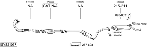 Sistema de gases de escape Saab 9000 Hatchback