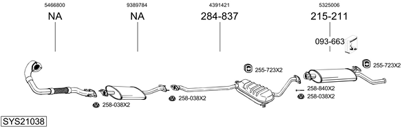 Sistema de gases de escape Saab 9000