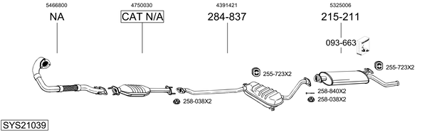 Sistema de gases de escape Saab 9000