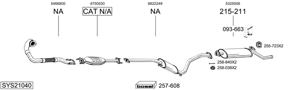 Sistema de gases de escape Saab 9000