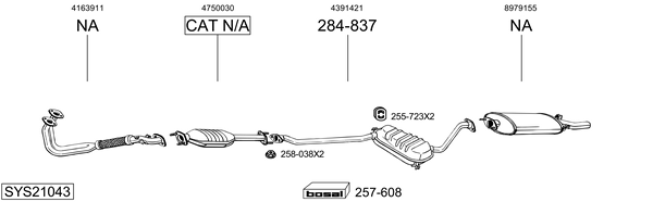 Sistema de gases de escape Saab 9000