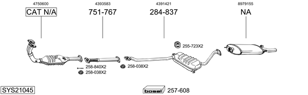 Sistema de gases de escape Saab 9000