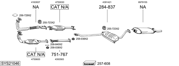 Sistema de gases de escape Saab 9000
