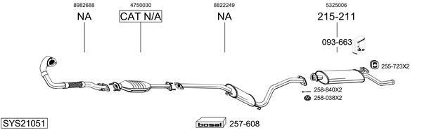 Sistema de gases de escape Saab 9000 Hatchback