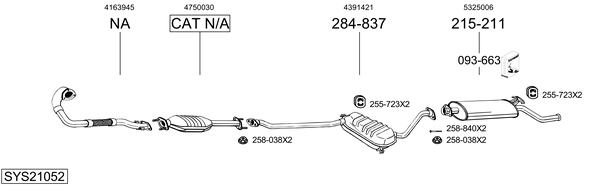 Sistema de gases de escape Saab 9000 Hatchback