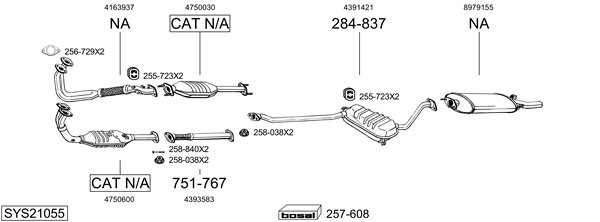 Sistema de gases de escape Saab 9000