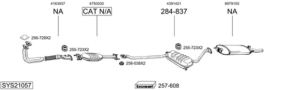 Sistema de gases de escape Saab 9000