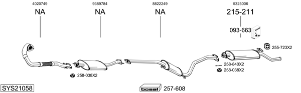 Sistema de gases de escape Saab 9000