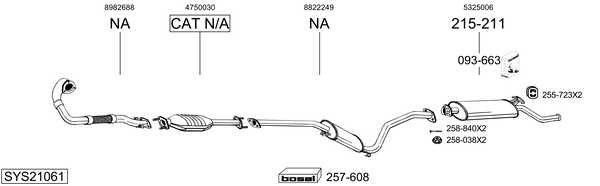 Sistema de gases de escape Saab 9000