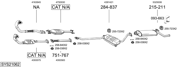 Sistema de gases de escape Saab 9000