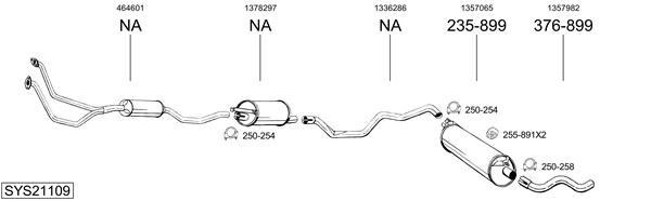 Sistema de gases de escape BOSAL SYS21109