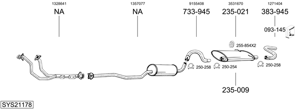 Sistema de gases de escape BOSAL SYS21178