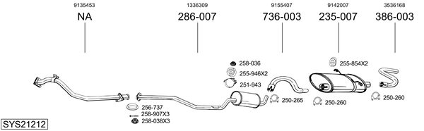 Sistema de gases de escape Volvo 940 Kombi