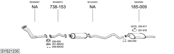 Sistema de gases de escape Vauxhall ASTRA Mk II Estate