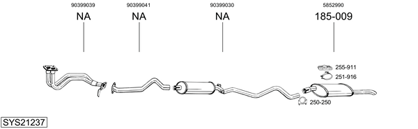 Sistema de gases de escape Vauxhall ASTRA Mk II Estate