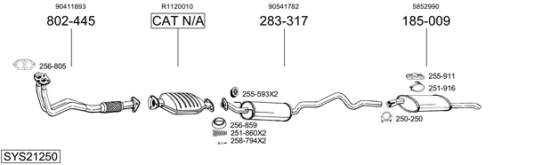 Sistema de gases de escape Vauxhall ASTRA Mk III Estate