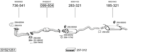 Sistema de gases de escape Vauxhall ASTRA Mk III Estate