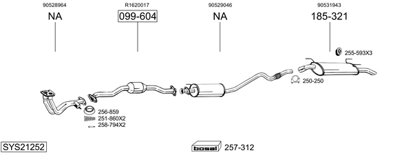 Sistema de gases de escape Vauxhall ASTRA Mk III Estate