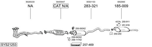 Sistema de gases de escape Vauxhall ASTRA Mk III Estate
