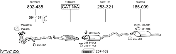 Sistema de gases de escape Vauxhall ASTRA Mk III Estate