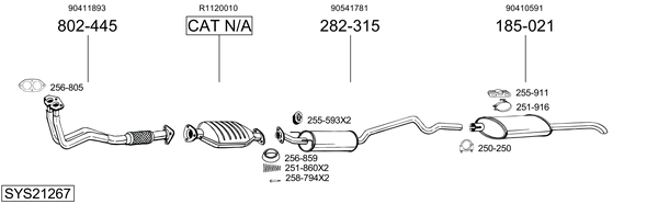Sistema de gases de escape Vauxhall ASTRA Mk III Saloon
