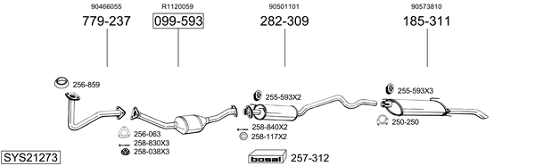 Sistema de gases de escape Vauxhall ASTRA Mk III Saloon