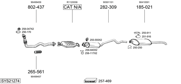 Sistema de gases de escape Vauxhall ASTRA Mk III Saloon
