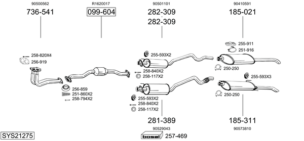 Sistema de gases de escape Vauxhall ASTRA Mk III Saloon