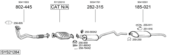 Sistema de gases de escape Vauxhall ASTRA Mk III Saloon