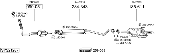 Sistema de gases de escape Vauxhall ASTRA Mk IV Saloon