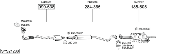 Sistema de gases de escape Vauxhall ASTRA Mk IV Saloon