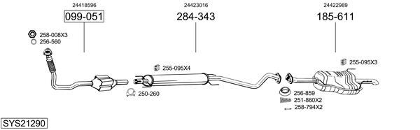 Sistema de gases de escape Vauxhall ASTRA Mk IV Saloon