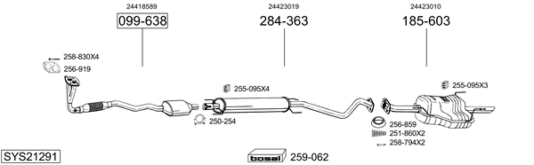 Sistema de gases de escape Vauxhall ASTRA Mk IV Saloon