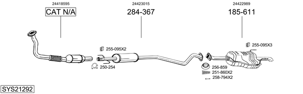Sistema de gases de escape Vauxhall ASTRA Mk IV Saloon
