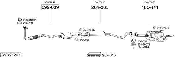 Sistema de gases de escape Vauxhall ASTRA Mk IV Estate