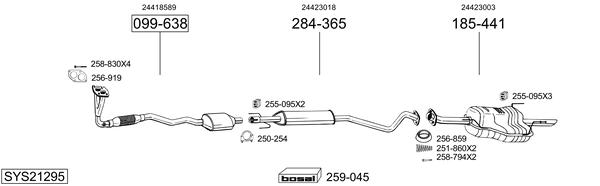 Sistema de gases de escape Vauxhall ASTRA Mk IV Estate