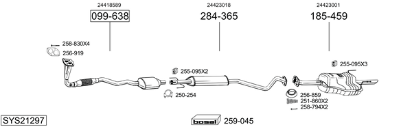 Sistema de gases de escape Vauxhall ASTRA Mk IV Hatchback