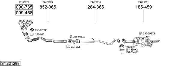 Sistema de gases de escape Vauxhall ASTRA Mk IV Hatchback