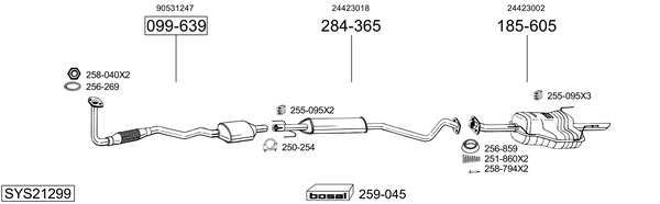 Sistema de gases de escape Vauxhall ASTRA Mk IV Saloon