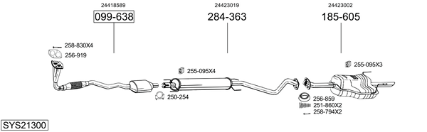 Sistema de gases de escape Vauxhall ASTRA Mk IV Saloon