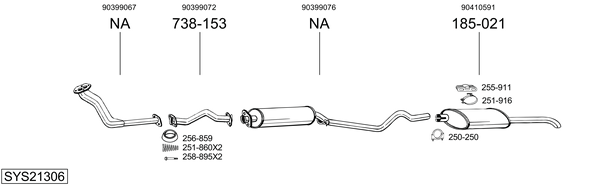 Sistema de gases de escape Vauxhall ASTRA Mk II Belmont