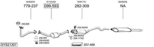 Sistema de gases de escape Vauxhall ASTRA Mk III Convertible