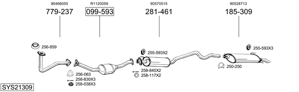 Sistema de gases de escape Vauxhall ASTRA Mk III Convertible
