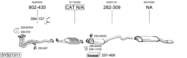 Sistema de gases de escape Vauxhall ASTRA Mk II Convertible