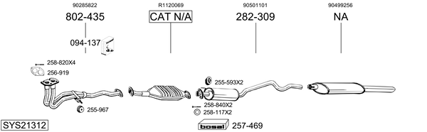 Sistema de gases de escape Vauxhall ASTRA Mk III Convertible