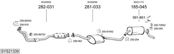 Sistema de gases de escape Vauxhall CARLTON Mk III Saloon