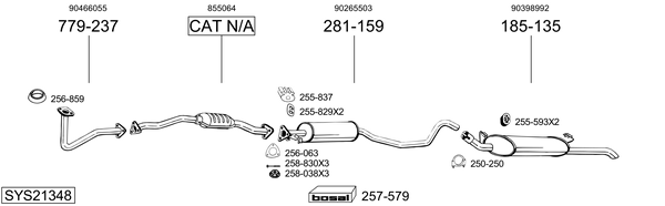 Sistema de gases de escape Vauxhall CAVALIER Mk III Saloon