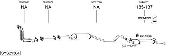 Sistema de gases de escape Vauxhall CAVALIER Mk III Hatchback