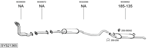 Sistema de gases de escape Vauxhall CAVALIER Mk III Saloon